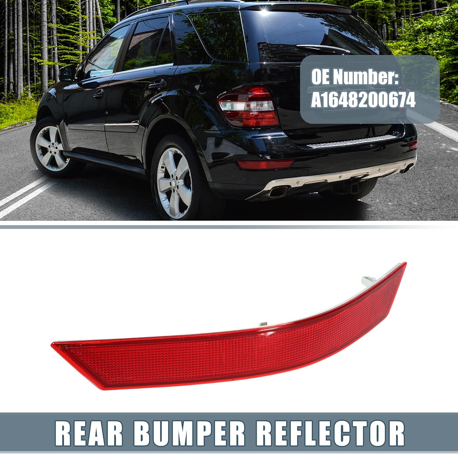 Car Rear Right Bumper Reflector No.A1648200674 for Mercedes-Benz ML350 2006-2011 Plastic Red