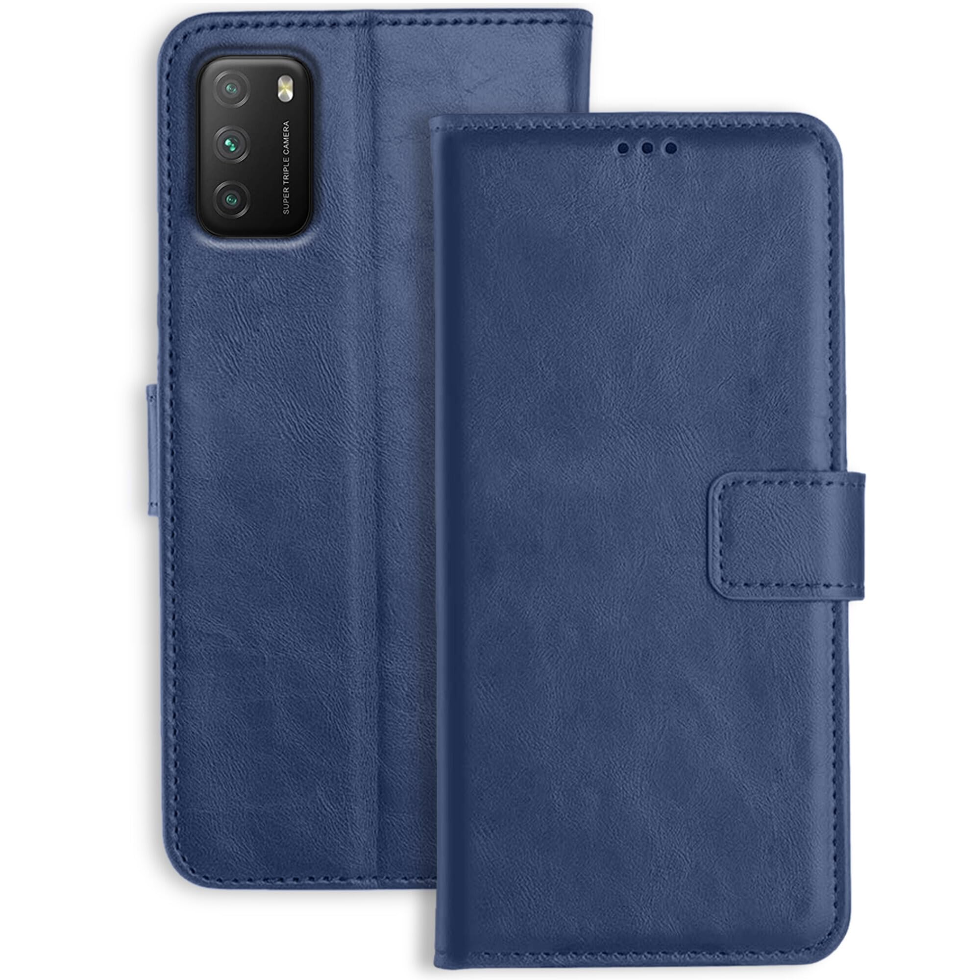 Accesorios Poco M3 Flip Cover | Leather Finish | Inside Pockets & Stand | Shockproof Wallet Style Magnetic Closure Back Cover Case for Poco M3 (Blue) (B09SBC381Z) Amazon Price History, Amazon Price Tracker