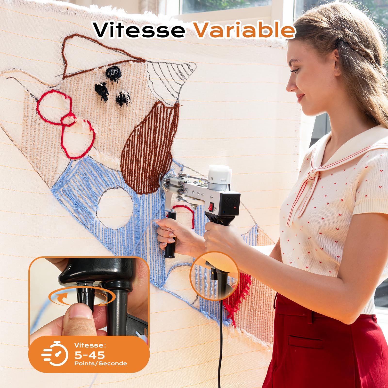 BESGEER Pistolet à Tufting pour Débutants, Machine à Tufting 2 en 1 Boucle et Coupe, Idéal comme Cadeau, Rug Tufting Gun (Noir/Sans Trimmer)