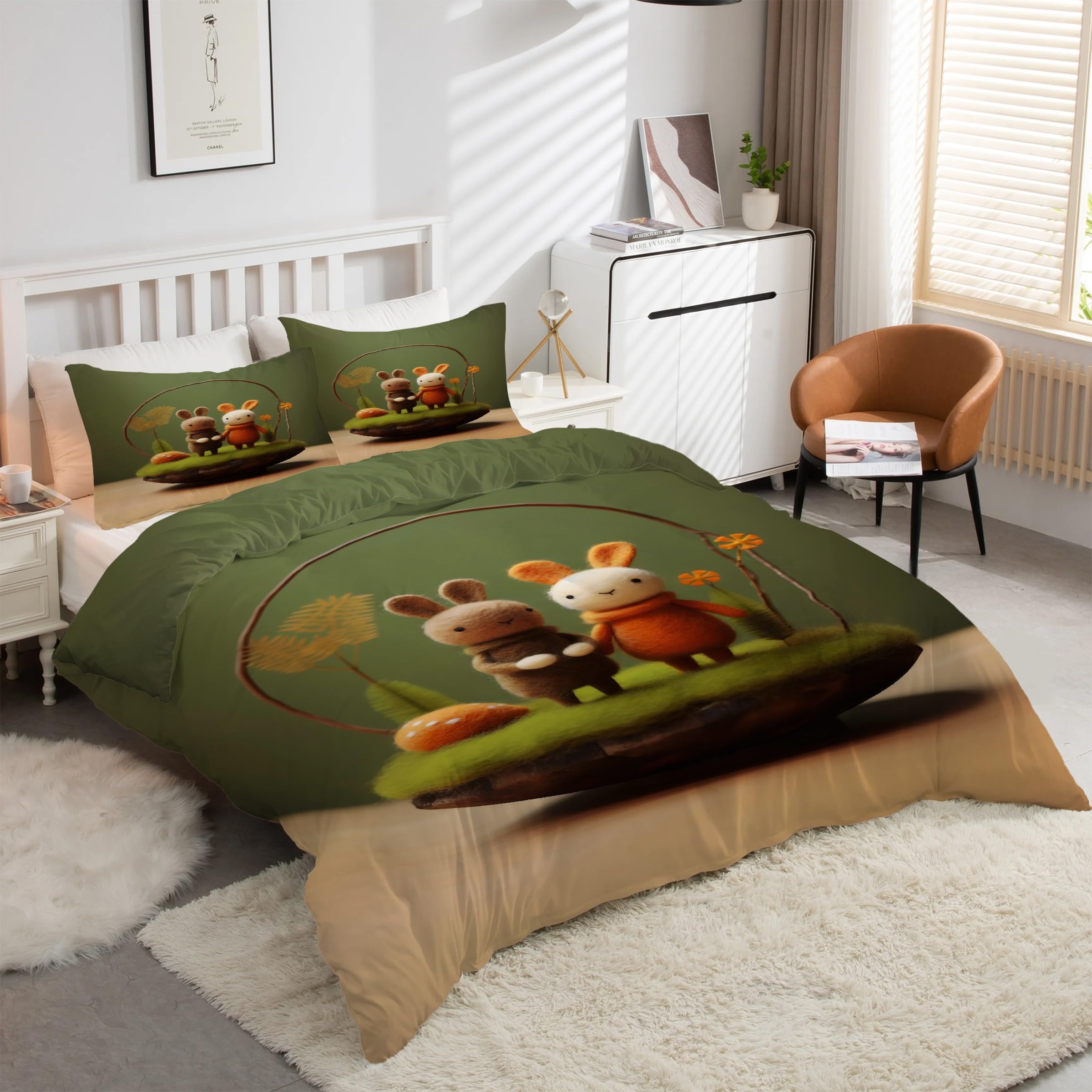Parure de lit 90x190 lapin pour une chambre d'enfant douce et accueillante