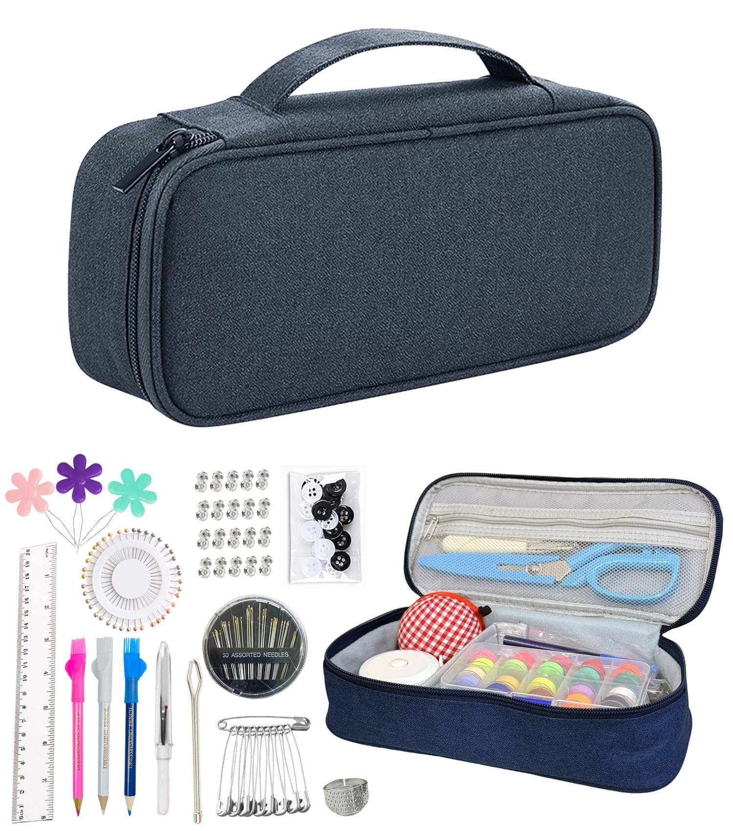 Xypower Sewing Kit with Storage Bag, Complete Sewing Accessories Set for Hand Sewing, Portable Sewing Tools for Home and Travel SK02 Blue