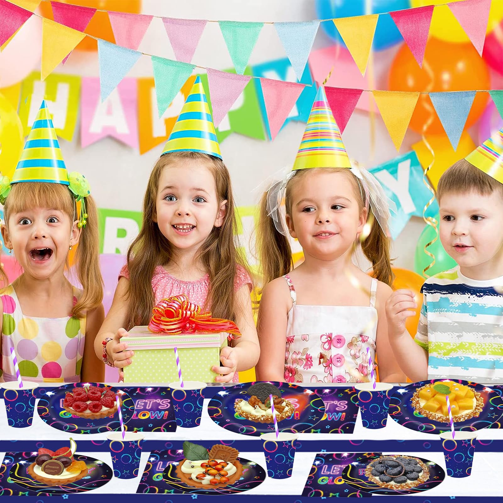 Kit Decorazioni Neon Per Feste - Ghirlande, Palloncini E Stelle Fluorescenti Per Luce Nera - Foto 2