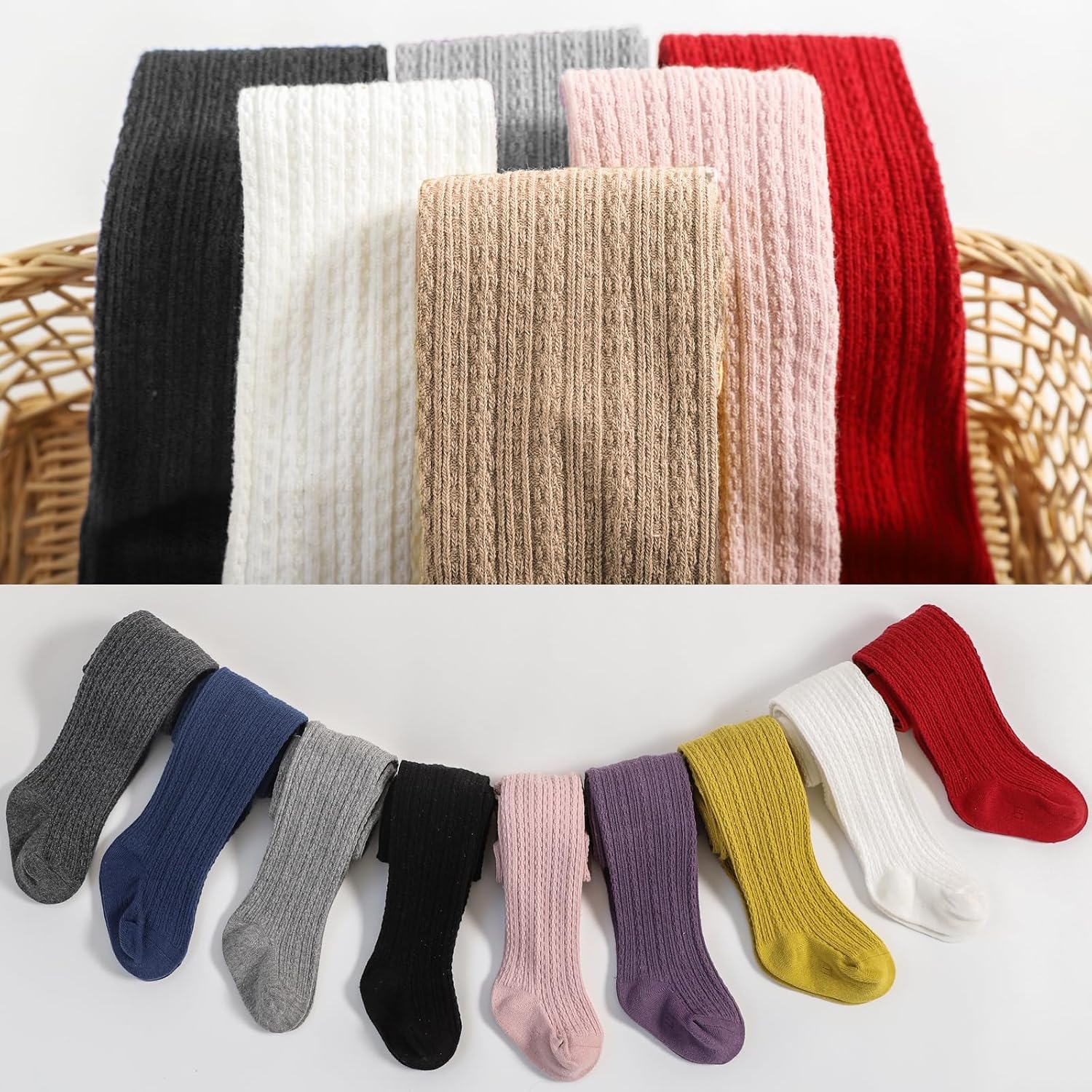 Mini angel Baby Tights Cable Knit Tights Baby Leggings Seamless Cotton Stockings Pantyhose 3/4 Pack for Infants Toddlers 0-5T - Image 7