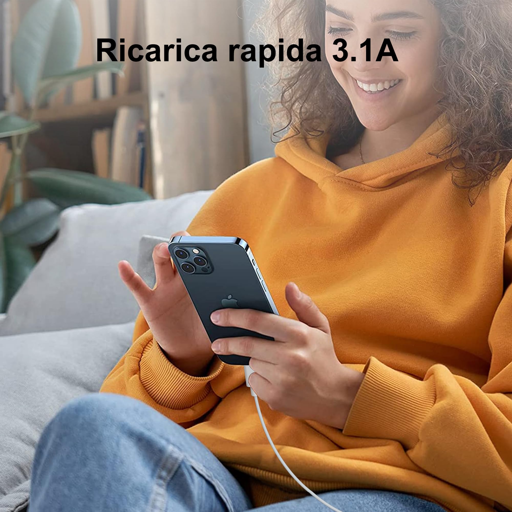 Cavo di ricarica USB C,cavo da 1m per Carplay,cavo da USB C a USB per iPhone 16,16 Pro Max,16 Plus,15/15 Pro Max/15 Plus,iPad Pro 12.9/11,iPad 10,iPad Air 5,cavo di ricarica per auto,cavo dati