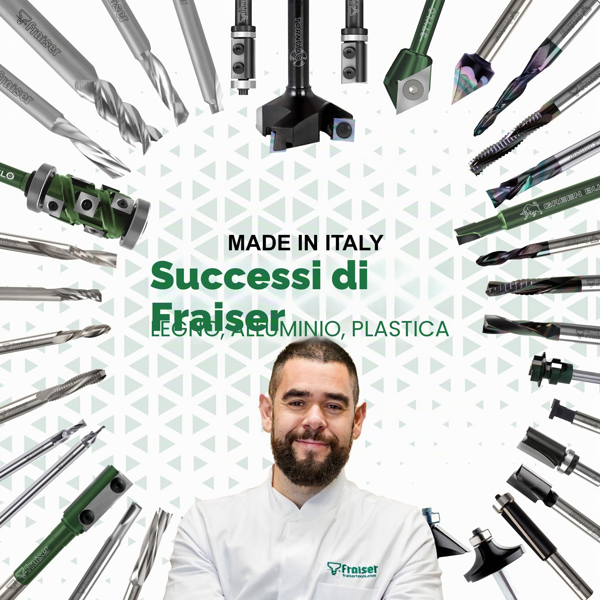 Fraiser - Set di frese a copiare e rifilare con cuscinetto superiore e inferiore per legno, gambo 8 mm, per fresatrice verticale e rifilatore