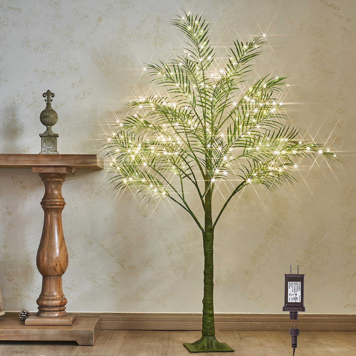 LITBLOOMLighted Palm Tree 4FT 240 LED Fairy Lights, Artificial Greenery Tree with Lights for Home Room Decoration Indoor, HR-LMT240-PMT-4FT-LB