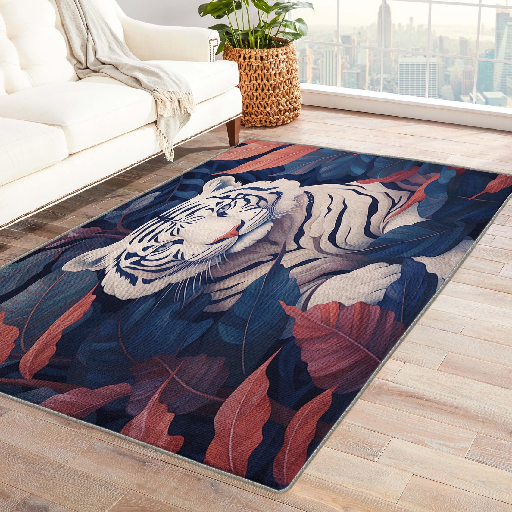 Amazon.com: White Tiger Rug 5x8 Area Rugs for Bedroom Living