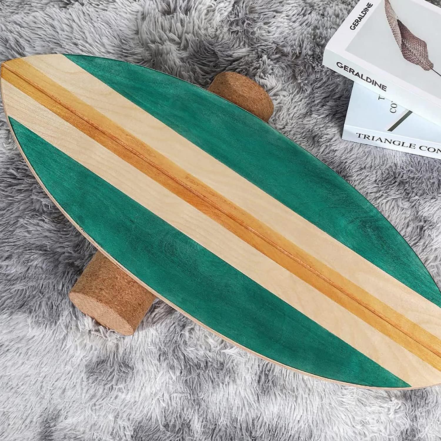 DKULMN Balance Board Surf Trainer,Wooden Balance Board Set,Balance Training for Body Shape Core Training, Surfing Balance Board
