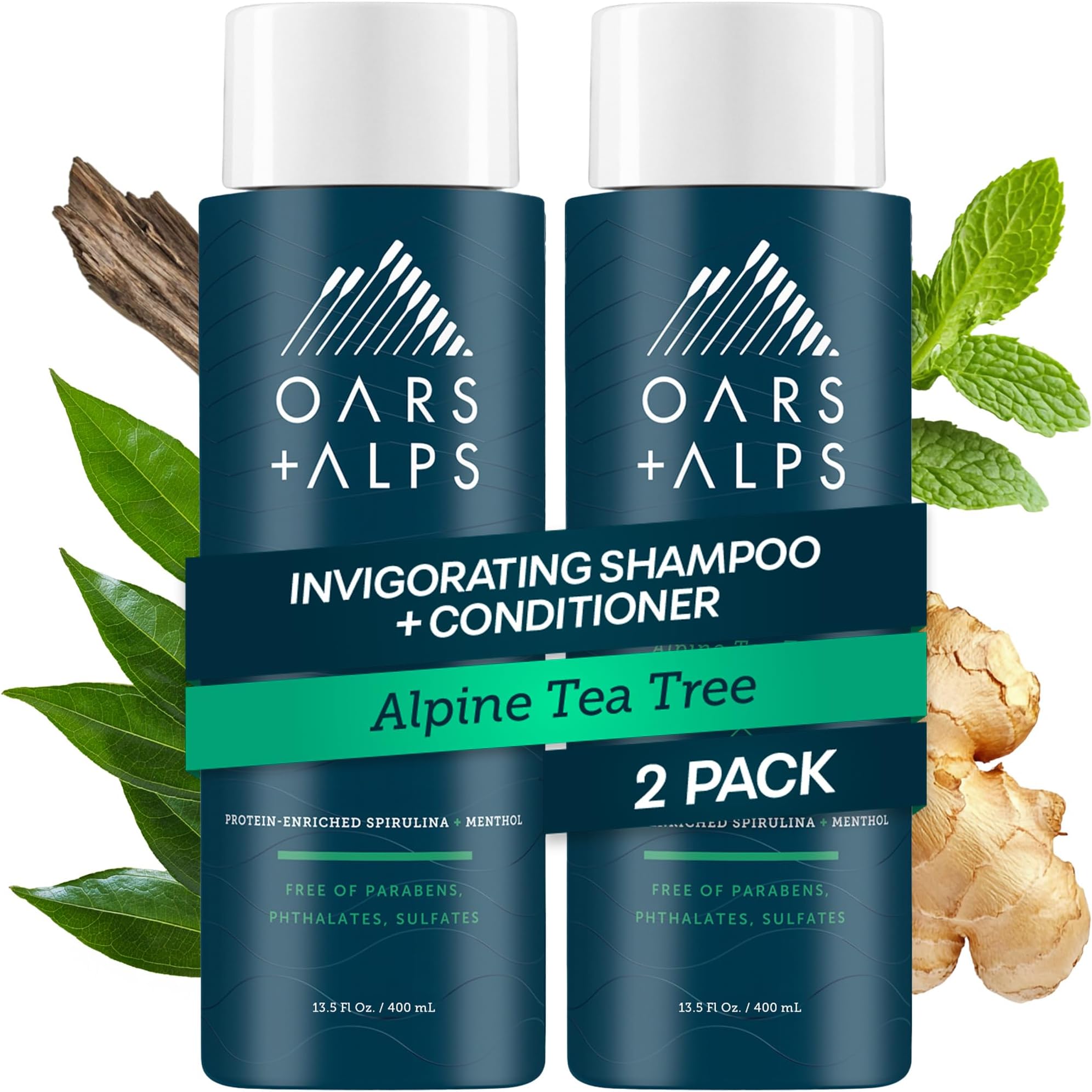 - Oars + Alps Men's Sulfate Free Hair Shampoo for Men & Women, Shampoo for Hair Infused with Witch Hazel and Tea Tree Oil, Nourishing & Moisturizing, Paraben & Sulfate Free, Alpine Tea Tree, 13.5oz