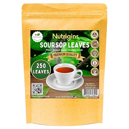 Miniatura 6 de Nutrigins - Hojas de guanábana prémium - 150 hojas - Hojas de té de guanábana secas - Hojas de graviola 100% naturales artesanales silvestres -
