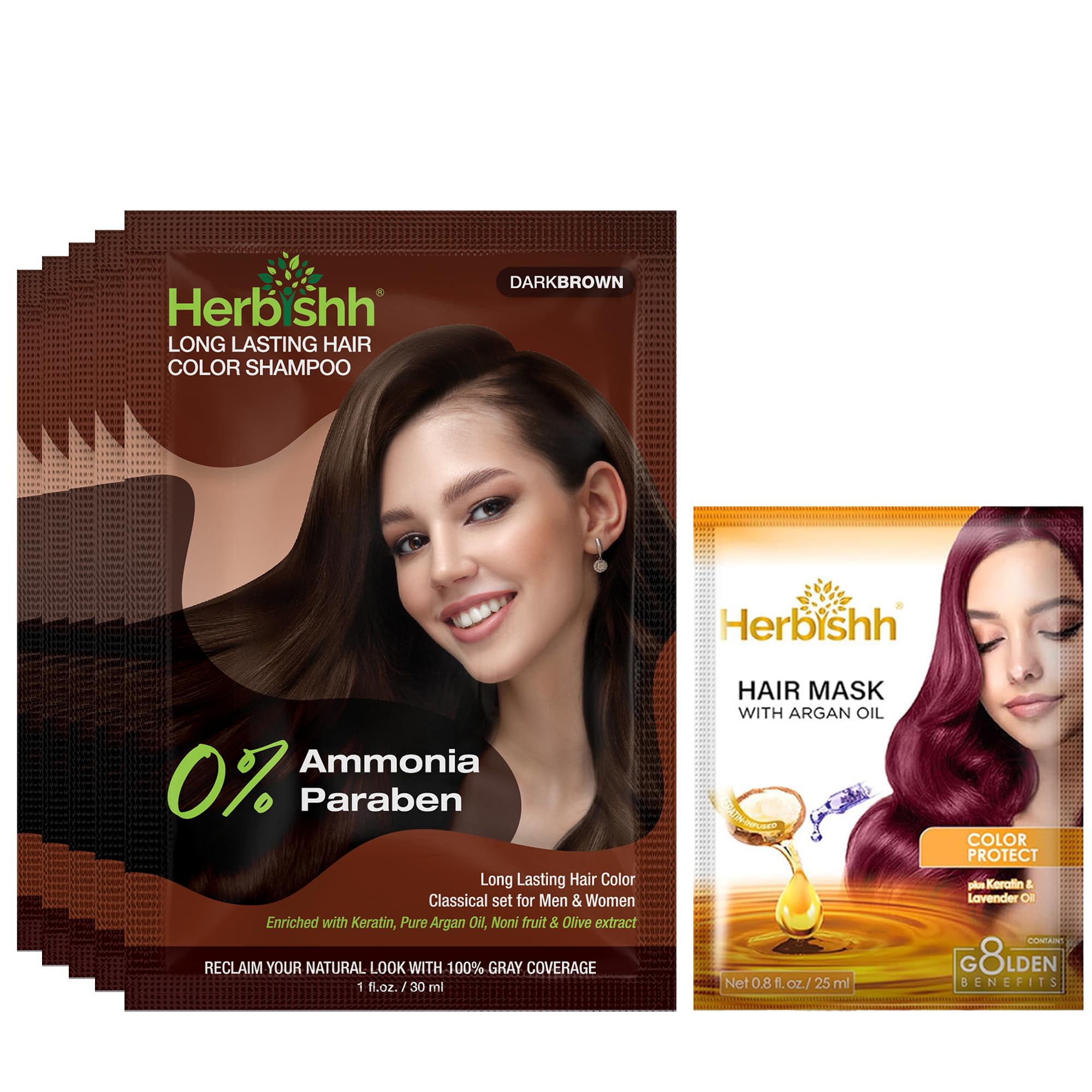 Amazon.com : Herbishh Dark Brown Hair Dye Shampoo for Gray Hair, 3