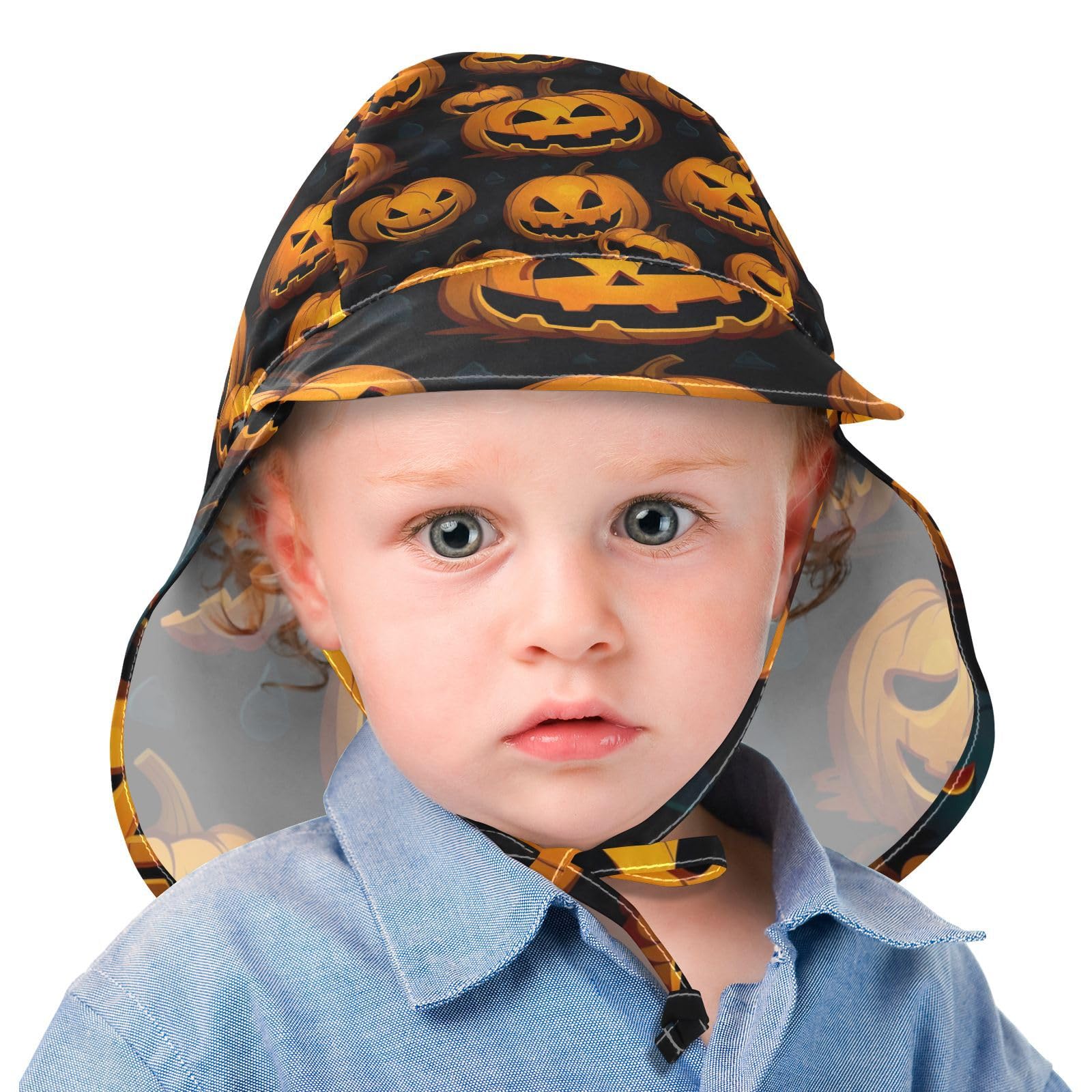 J JOYSAY Halloween Pumpkins Baby Sun Hat Toddler Hat UPF 50+ Sun Hats Cap UV Protection Sun Hats with Chin Strap for Infant Travel
