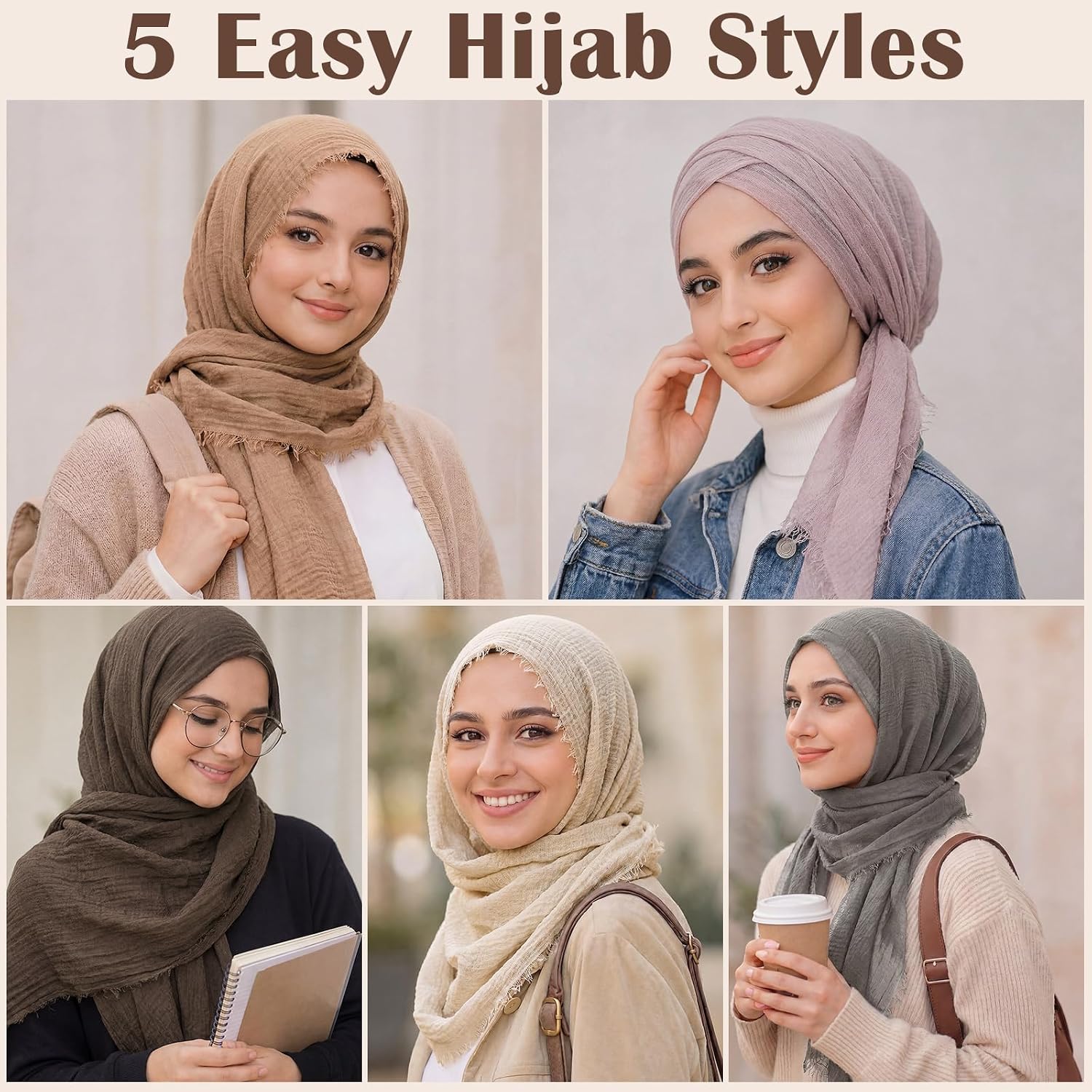 Zhanmai 8 Pcs Women Hijab Scarf Shawl Hijab Scarves image 2