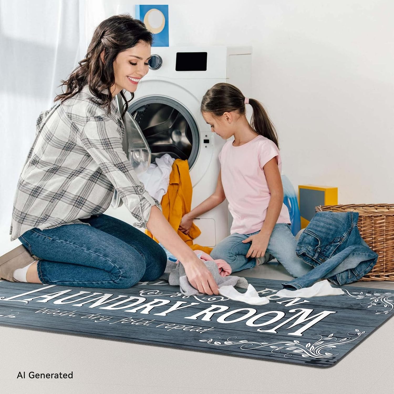 Lansny 20''x48'' Laundry Room Rug Non Slip Waterproof Laundry Mat image 5