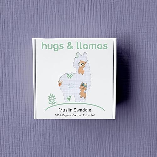 Miniatura 5 de hugs & llamas Mantas para envolver 100% muselina de algodón orgánico, unisex, extra suaves, mantas para recién nacidos y bebés, lavables a máquina,