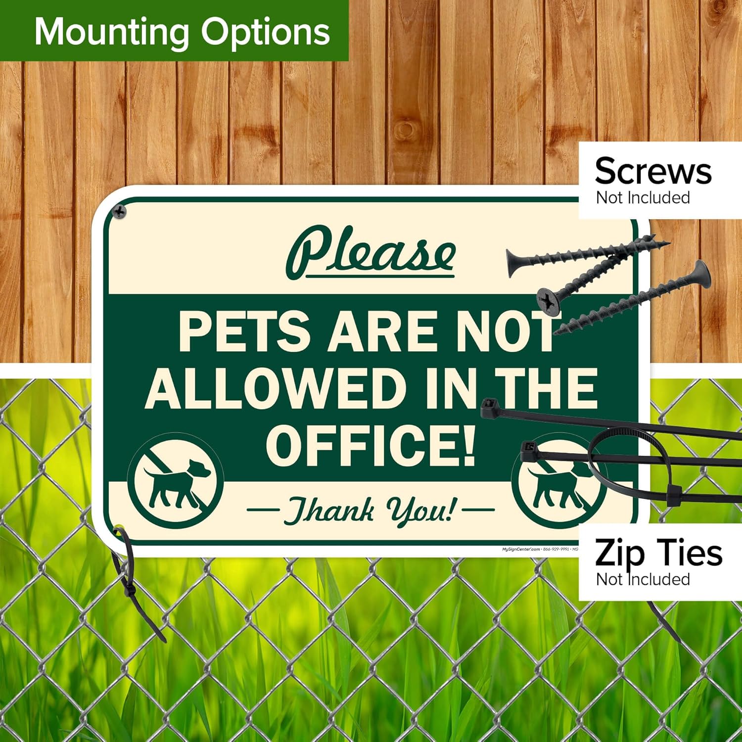 Please Pets Are Not Allowed In The Office Sign, 12x18 Inches, 55 mil thick HDPE (high density polyethylene), Made in USA by My Sign Center