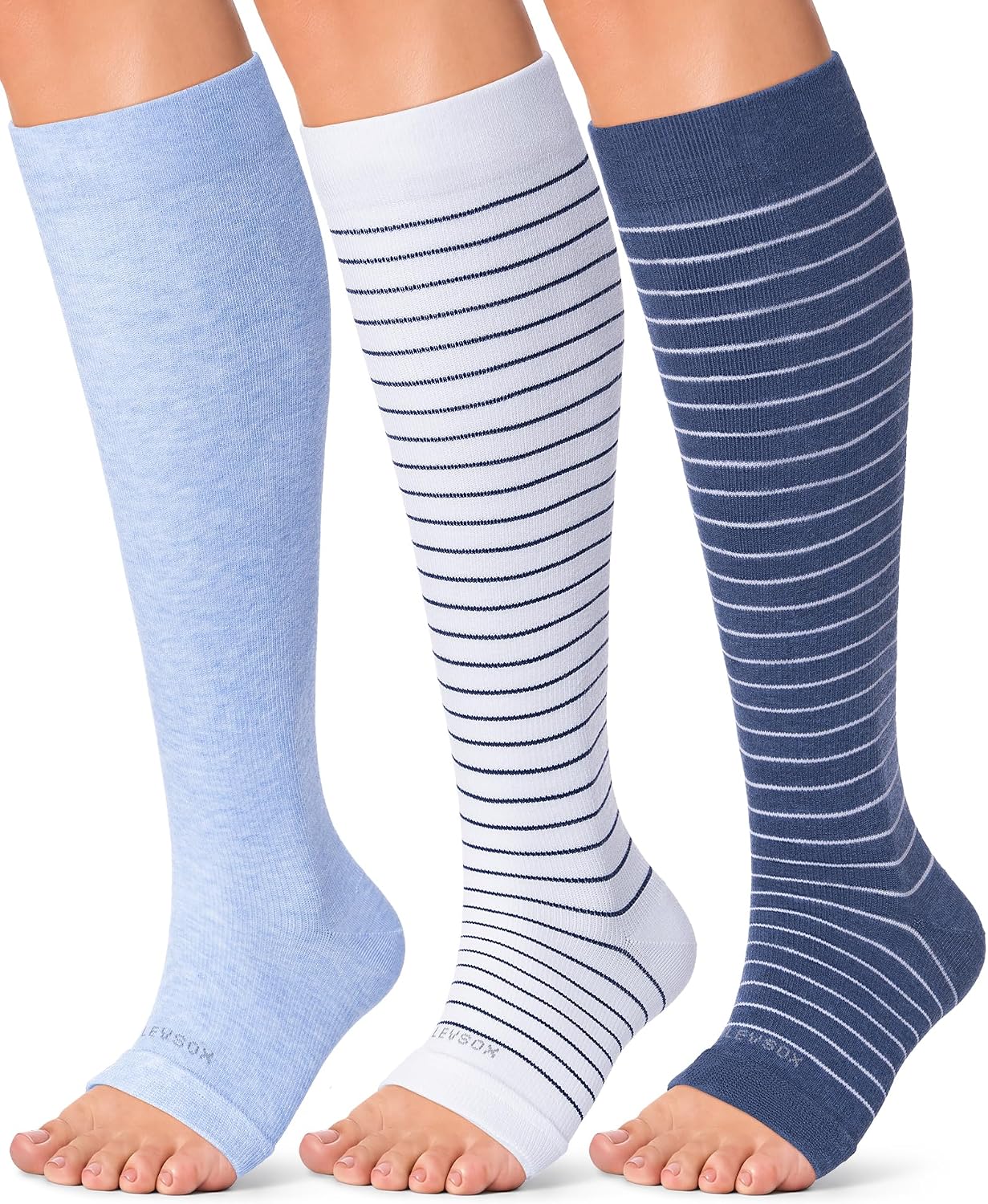 LEVSOX Cotton Toeless Compression Socks for Women Open Toe Support Socks