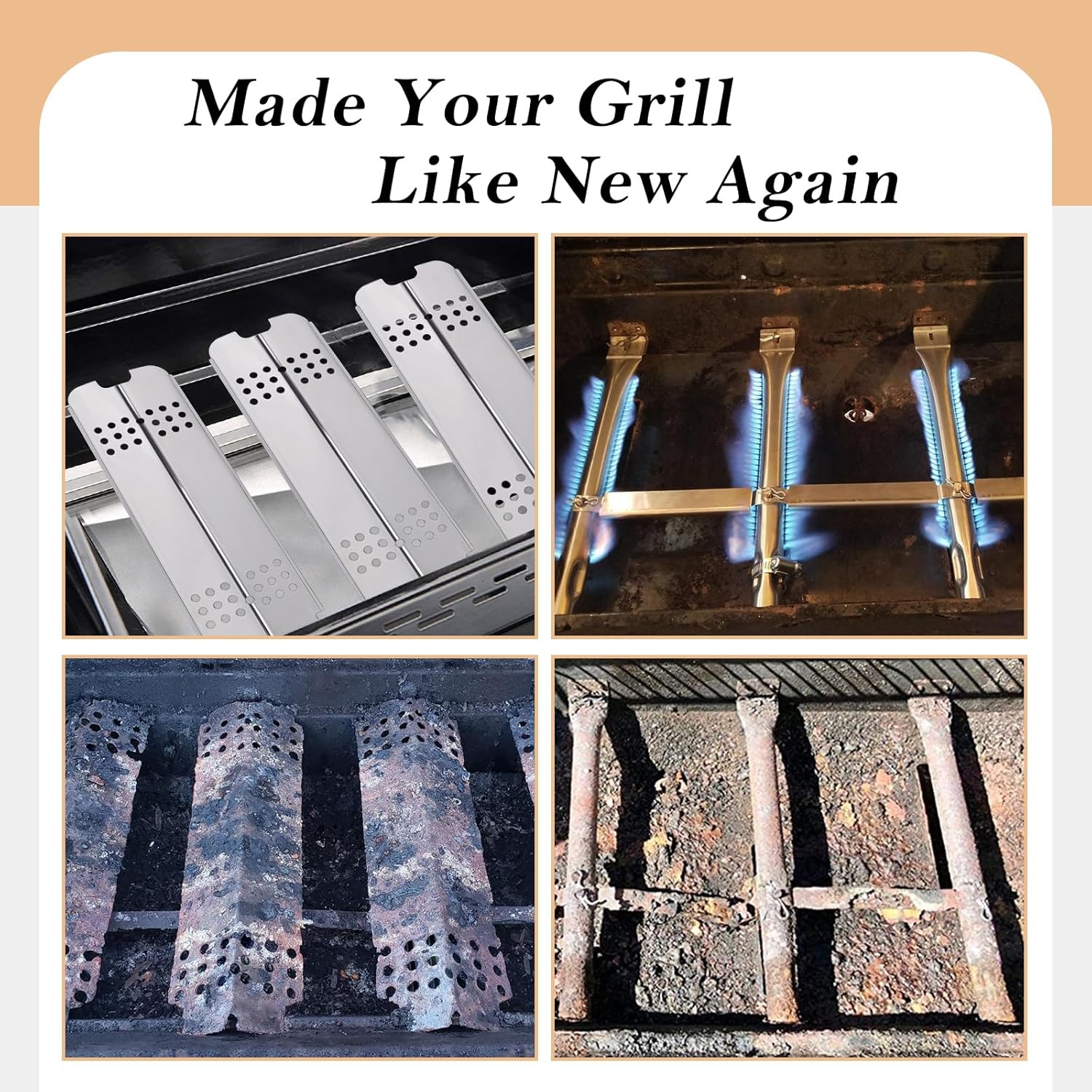 Adviace Grill Replacement Parts for Charbroil Gas2Coal 463340516 463370519 463370516 Gas 2 Coal Grill Models, G421-0500-W1 G466-2500-W1 Burner G553-0002-W1A Heat Tent G432-0078-W1 Carry Over Tube