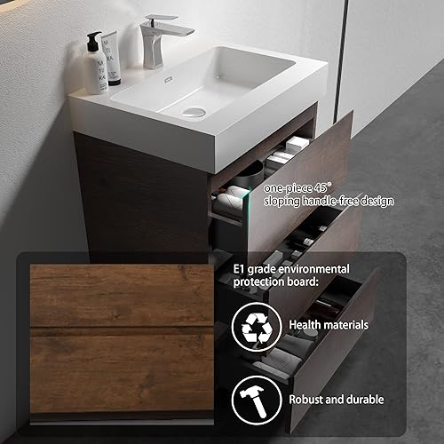 Miniatura 24 de Alice - Tocador de baño de 36 pulgadas con desbordamiento, gran almacenamiento, pequeño tocador para baño moderno, lavabo de una sola pieza, Negro
