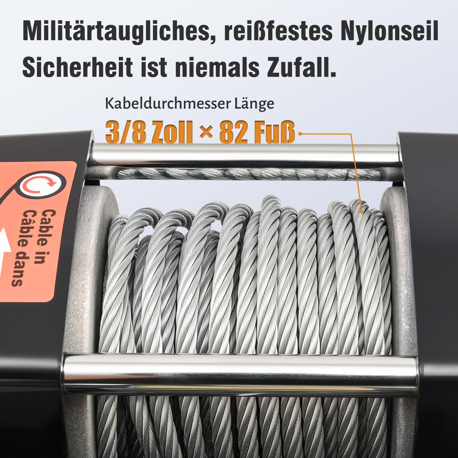 12V-Seilwinde, 4000 lb/1814 kg Zugkraft, Elektrische Winde mit synthetischem Seil (4,4 mm/11 m), Stahlseil,Funk-/Kabelfernbedienung, Synthetisches Seilwinde zum Abschleppen von Jeeps und Booten