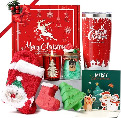 Regalos de Navidad para mujeres, mamá, esposa, ideas de regalo de Navidad, cestas de regalo de Navidad, juego de vacaciones relajante para spa,