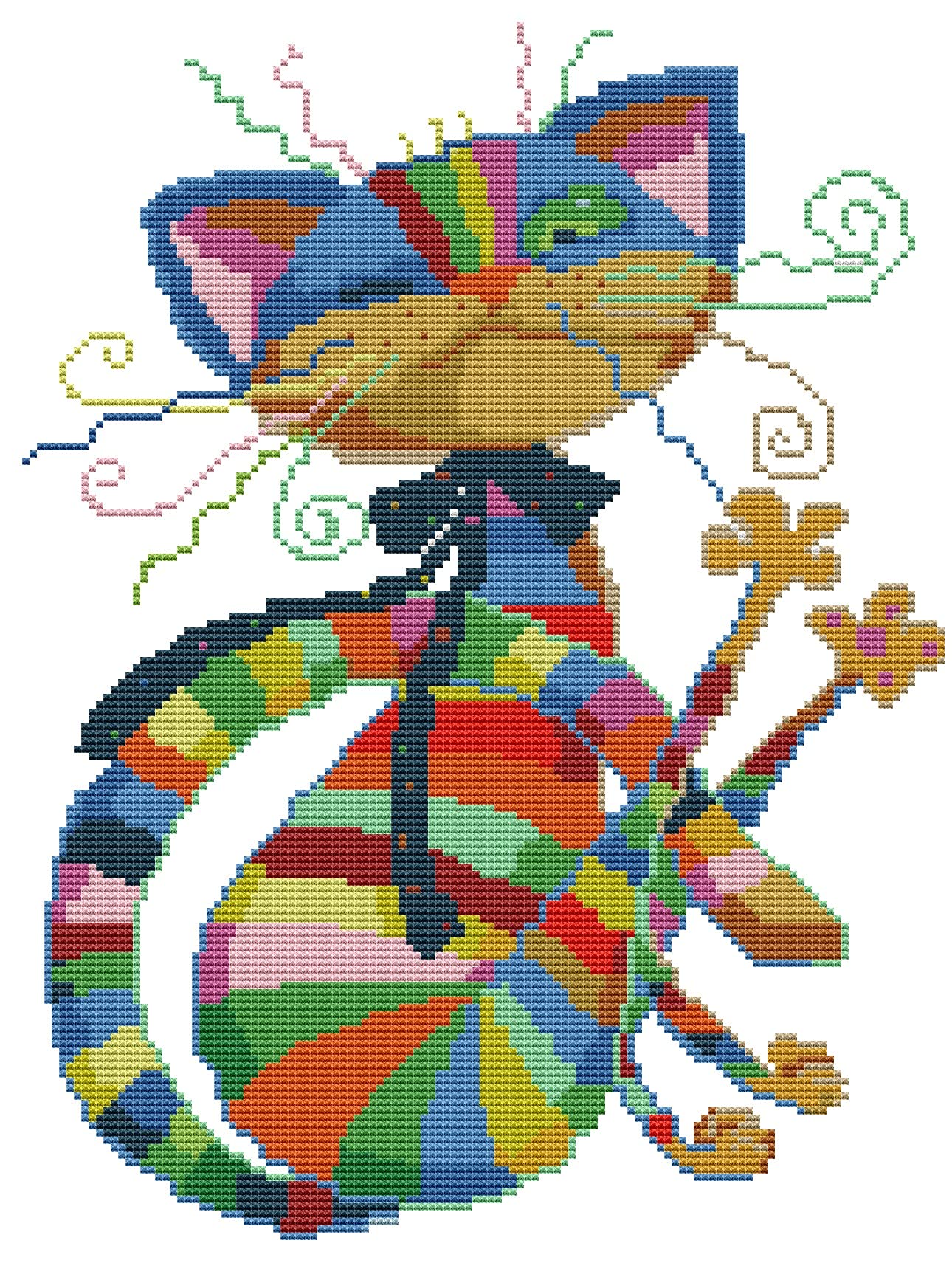 OWN4B Cross Stitch Kits Stamped, Colorful Cat Printed Pattern 11CT 14.2x18.1 inch DIY Embroidery Kit (Cat)