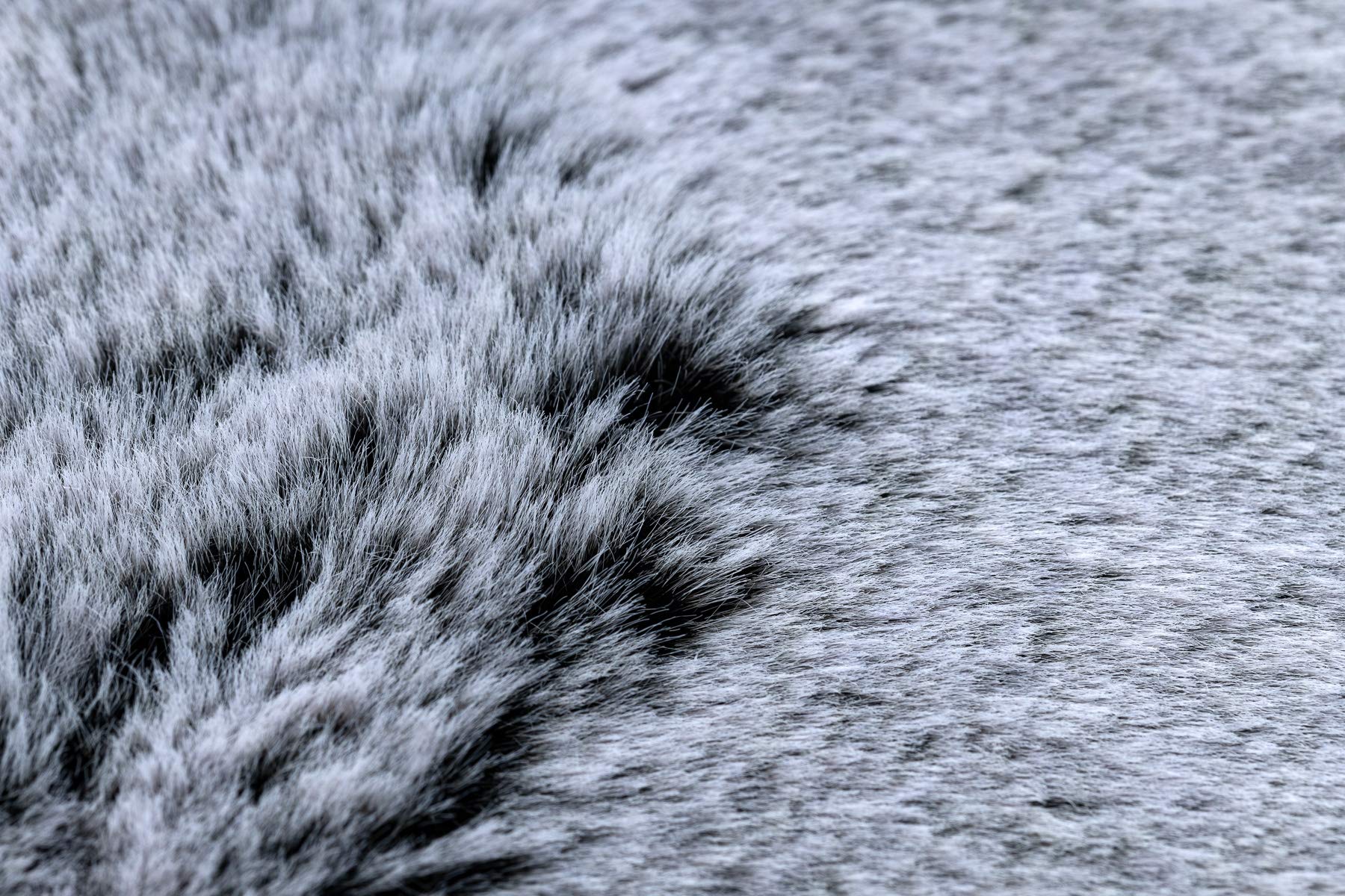 rugsx Tapis Lavable Lapin Shaggy pour la Chambre d'enfants, Le Salon, la Chambre à Coucher, très épais, antidérapant, Noir/Ivoire Cercle 80 cm