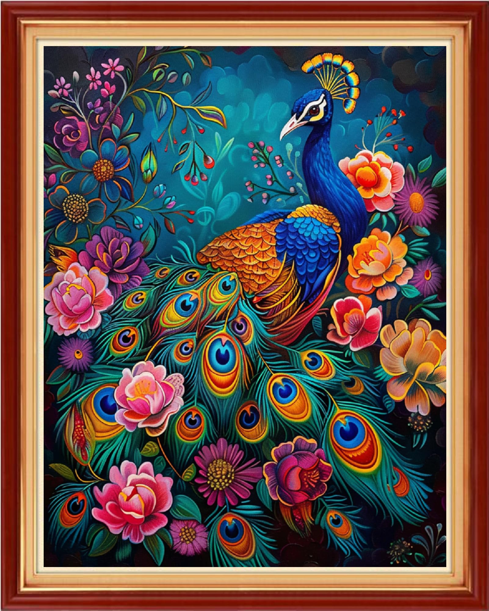 Findvoor Stamped Cross Stitch Kits for Beginners Full Range of Cross Stitching Embroidery Pattern for Adults, 11CT DIY Needlepoint Embroidery Starter Kits-Colorful Peacock 16x20 inch