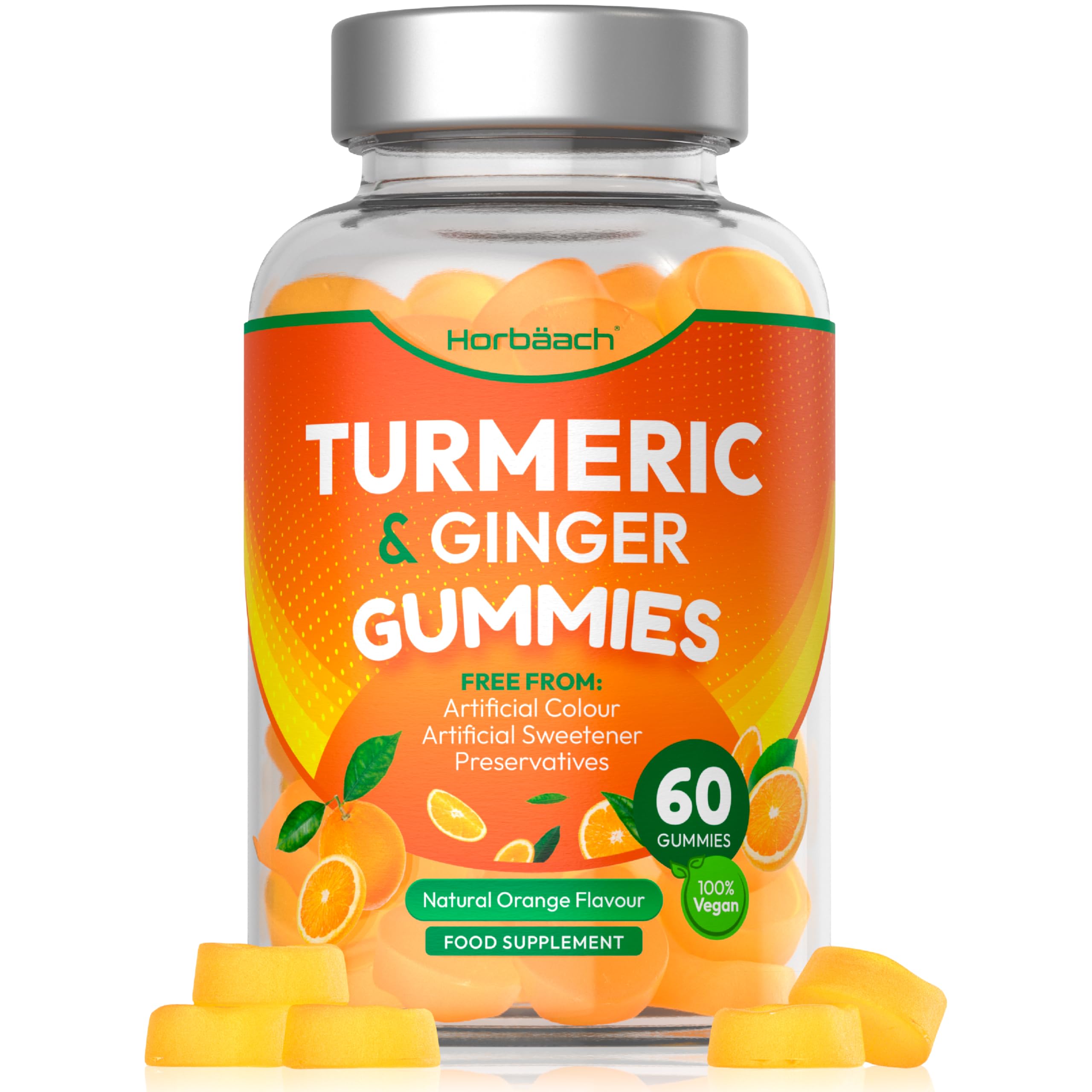 Sponsored Ad – Turmeric Gummies with Ginger | High Strength Turmeric Curcumin Supplement | 60 Vegan Gummies in Natural Orange Flavour | Tablet Alternative | by