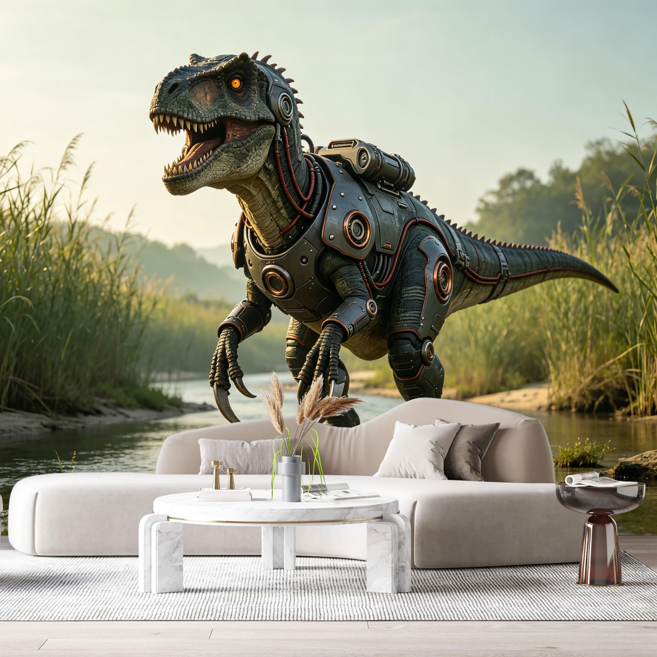 Custom Size Wall Mural Beast Mech Science Fiction Robot Futuristic Metal Armor SelfAdhesive Art Prints Removable Large Wallpaper Esports Room Game Room Tenant Room Studio