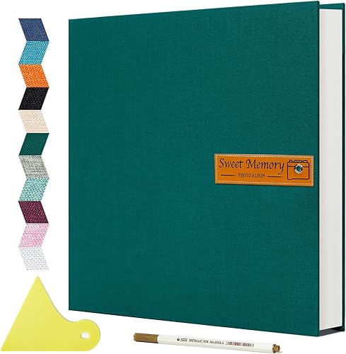 Spbapr Álbum de fotos grande autoadhesivo magnético, álbum de recortes para fotos de 4 x 6, 5 x 7, 8 x 10, 40 páginas, cubierta de lino, libro de