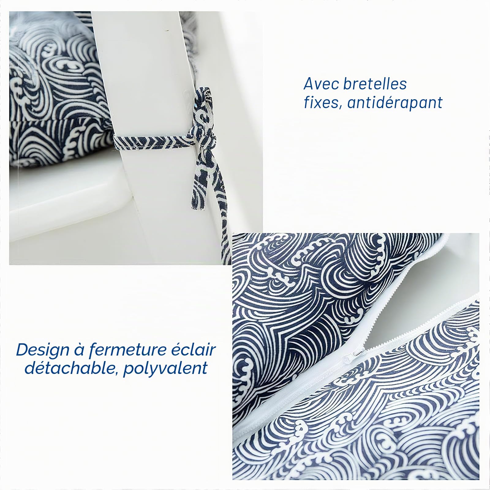 Générique Lot de 2 Coussins de Chaise avec Dossier, Coussin d'assise et Coussin de Dossier 40x80 cm - extérieur et intérieur (M)