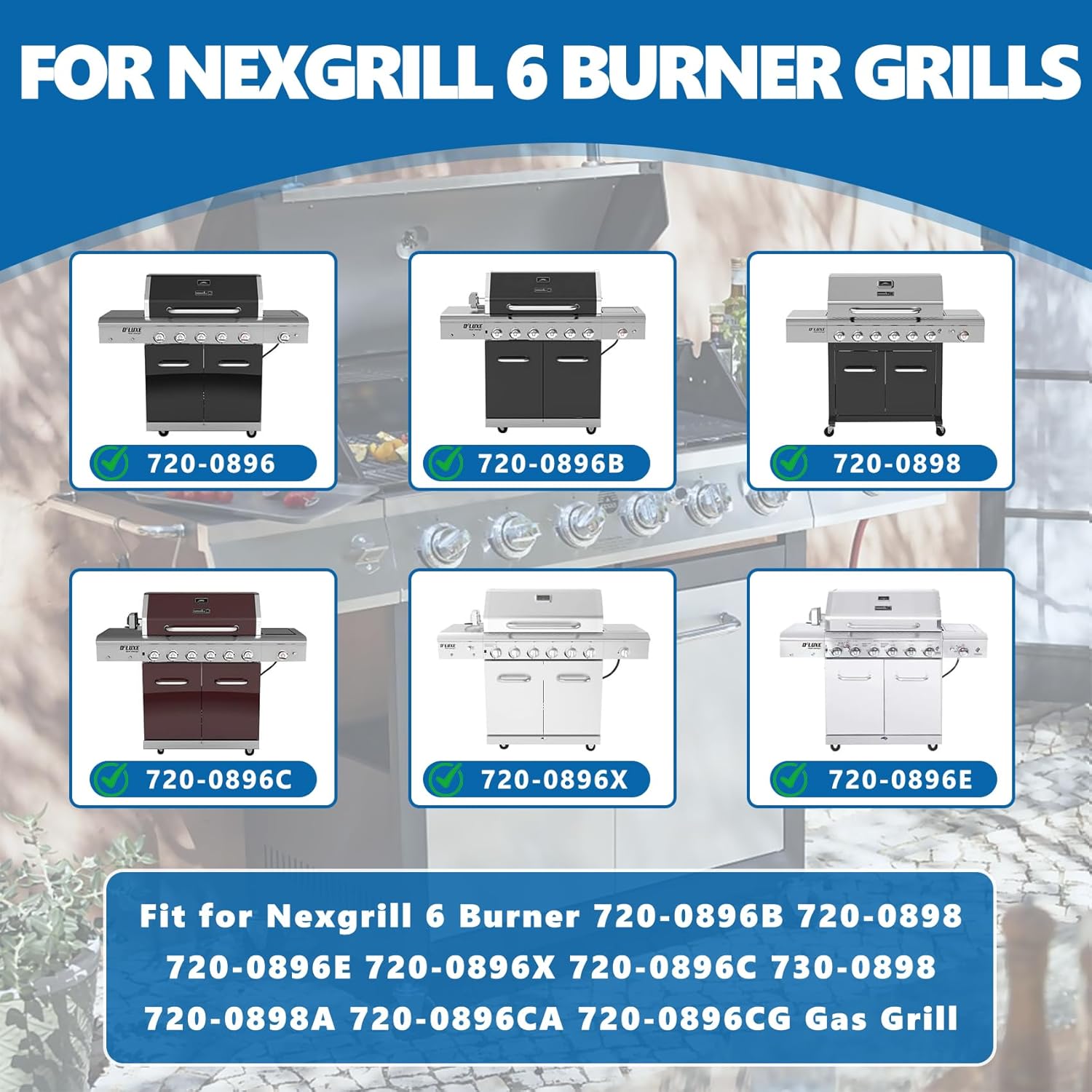 SafBbcue Grill Replacement Parts for Nexgrill 6 Burner 720-0896B 720-0896 720-0898, Cooking Grates and Heat Plates for Nexgrill Deluxe 6 Burner Gas Grill 720-0896E 730-0896 720-0896B Replacement Parts