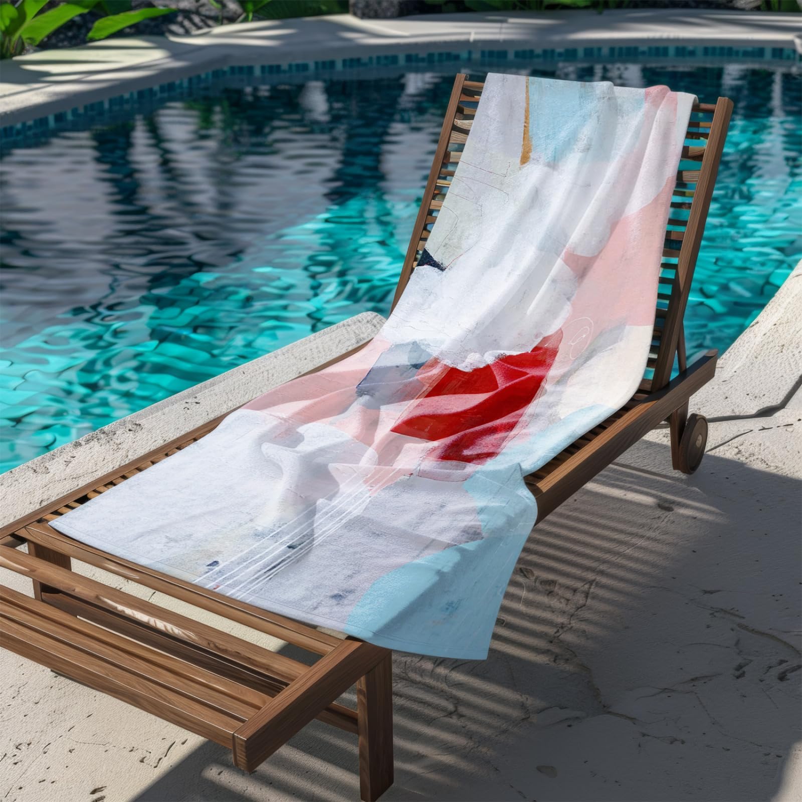 Générique Serviette Microfibre Plage Rouge Rose Clair