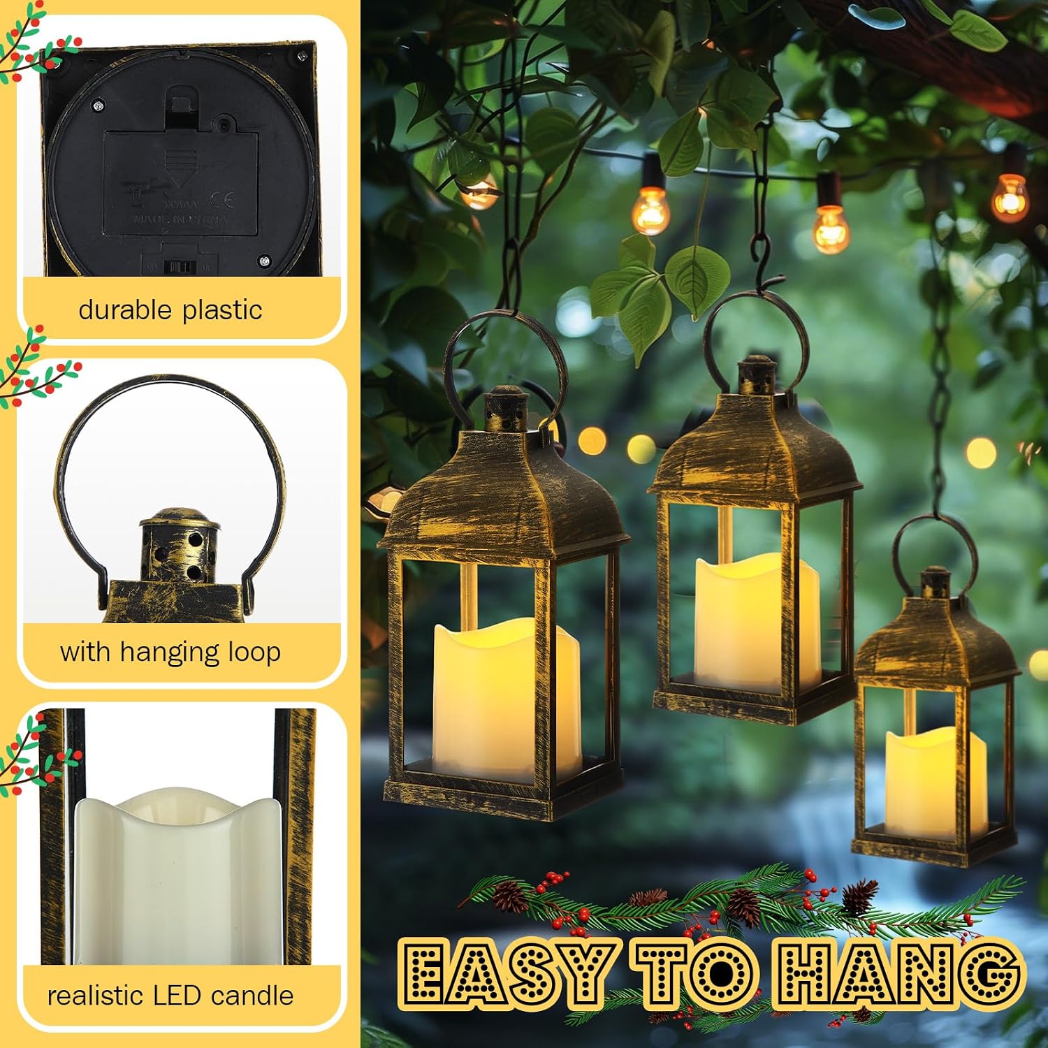 12 Pack 10 Inch Bronze Decorative Candle Lantern Bulk LED Flameless