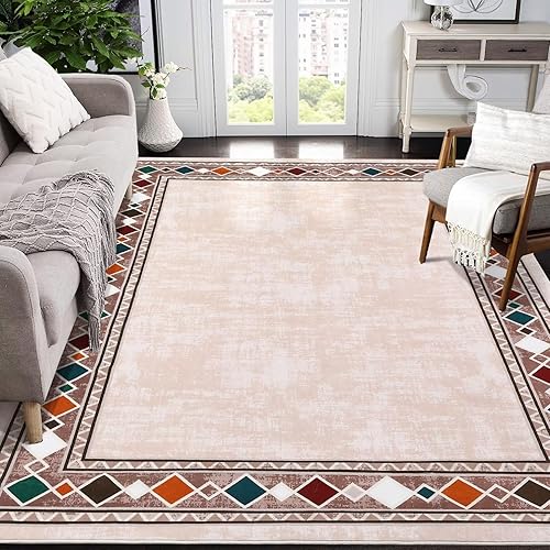 Miniatura 2 de Fashionwu Alfombra grande de 4 x 6 pies, lavable, ultrasuave, antideslizante, de pelo corto, alfombra grande para sala de estar, para casa de campo,