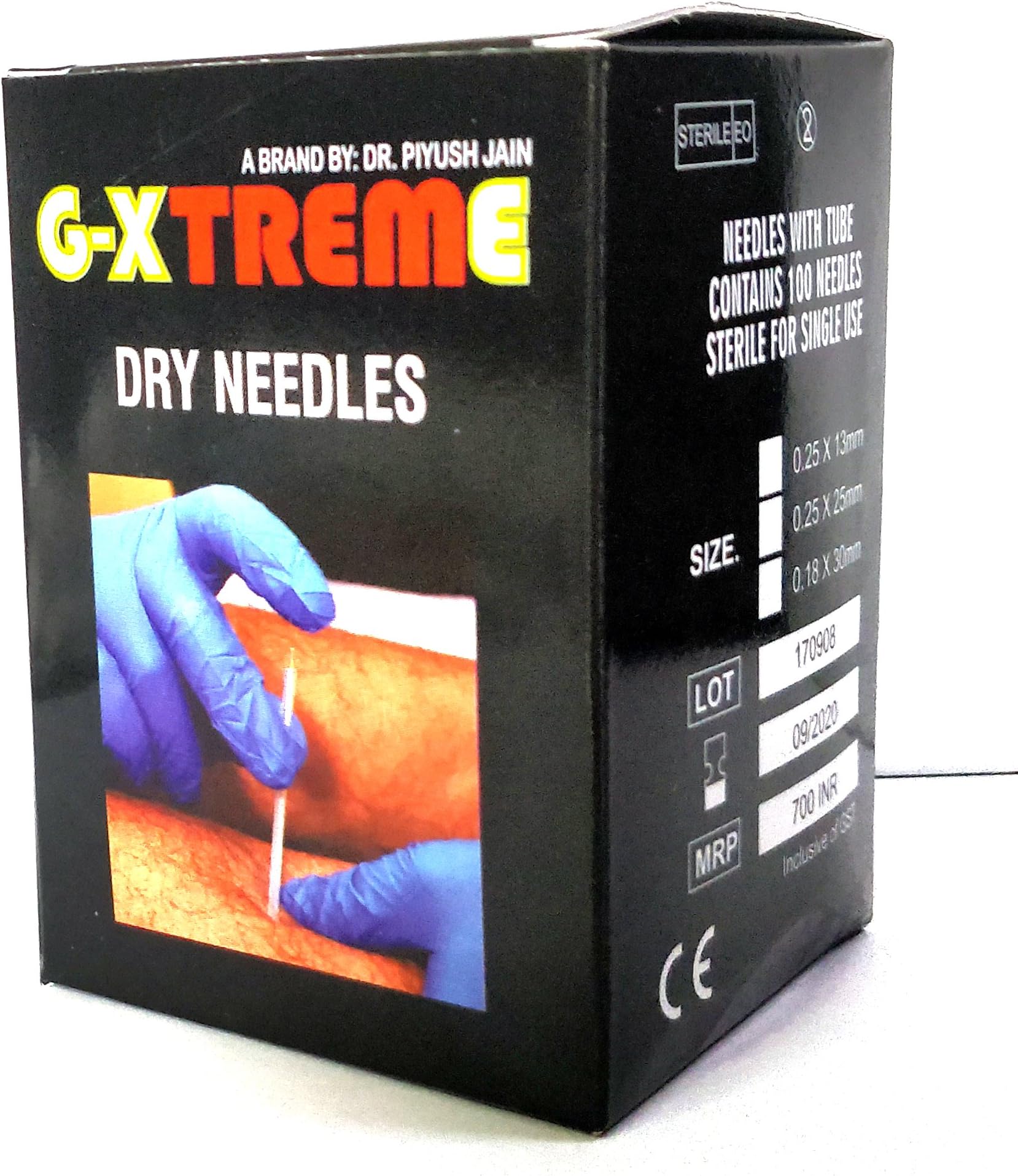Galena International GXTREME Dry Needling Sterile Needles Premium Quality with guide tube 100 needles (0.25 X 13mm)