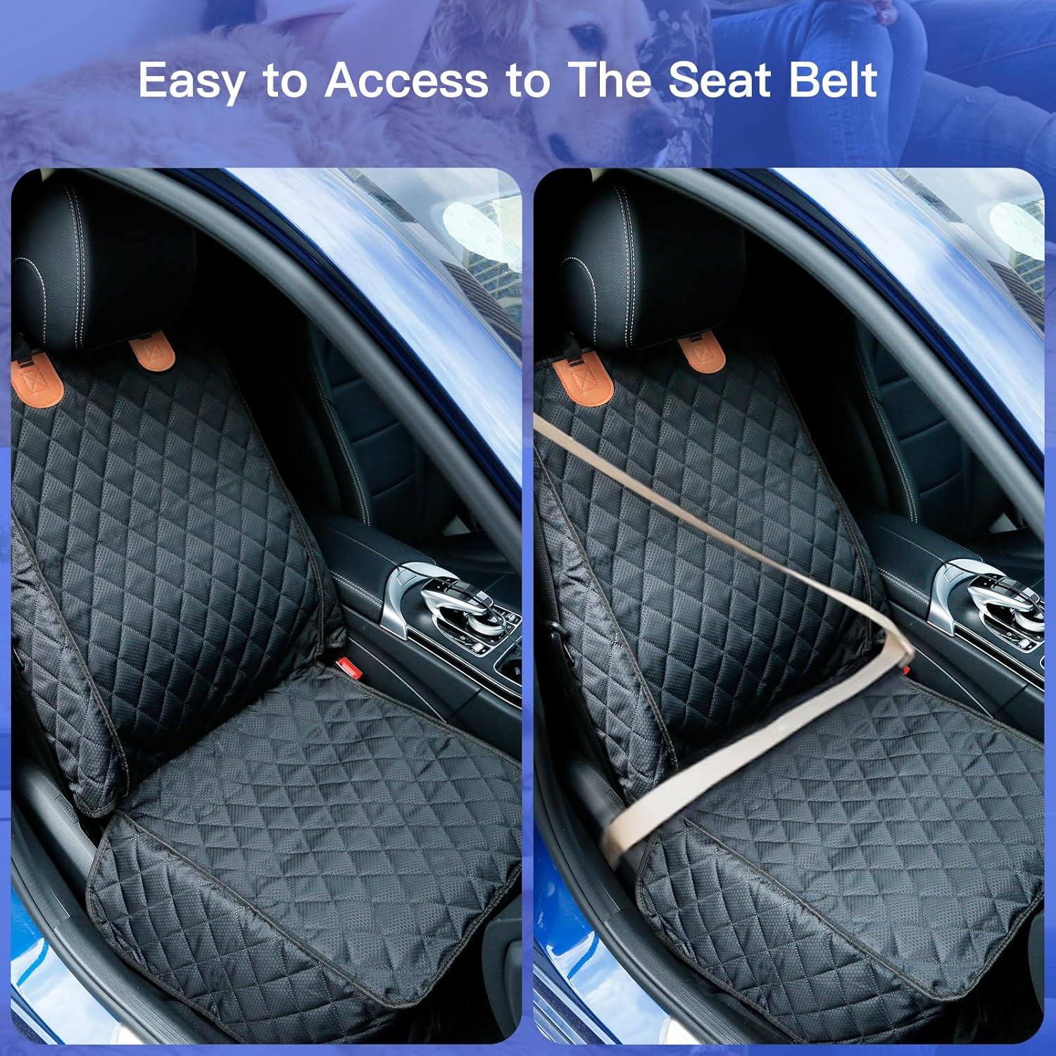 PETICON Front Seat Cover 2 Pack, Full Protection Dog Car Seat Cover with Side Flaps, Nonslip Scratchproof Captain Chair Seat Cover Fits for Cars, Trucks, SUVs, Jeep, Black