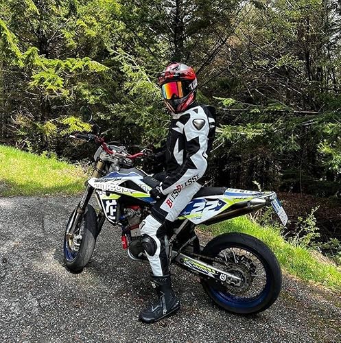 Motorcycle Suit Two Piece For Men In Leather & Textile Motorbike Biker Riding Suit With Armor Protection Ce (Black-White, Xxl) #TOP4