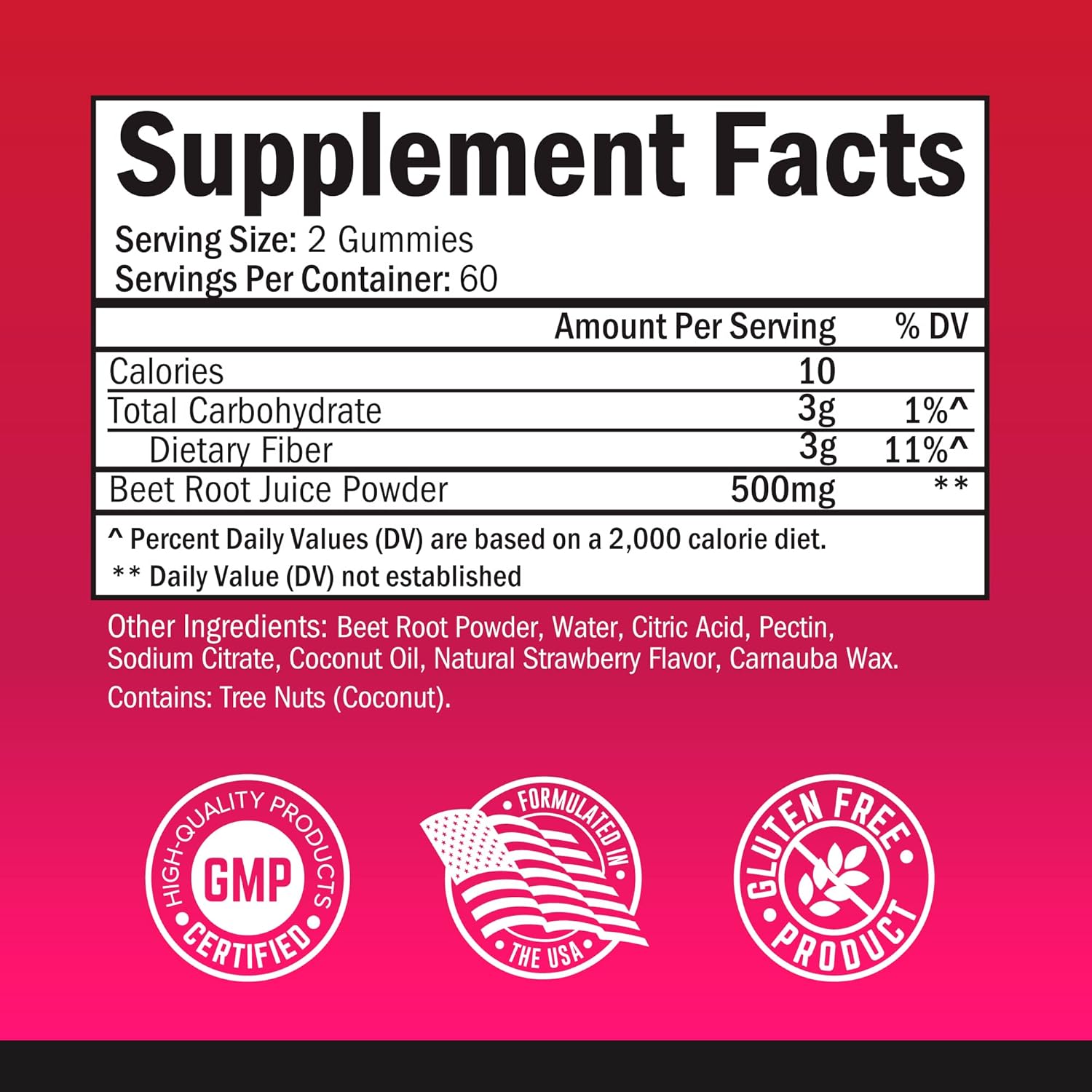 Sugar Free Beet Root Gummies - Nitric Oxide Gummies Infused with Coconut Oil for Highest Absorption - Supports Energy & Whole Body Health - Delicious Strawberry Flavor - 120 Count (60 Day Supply) - Image 5