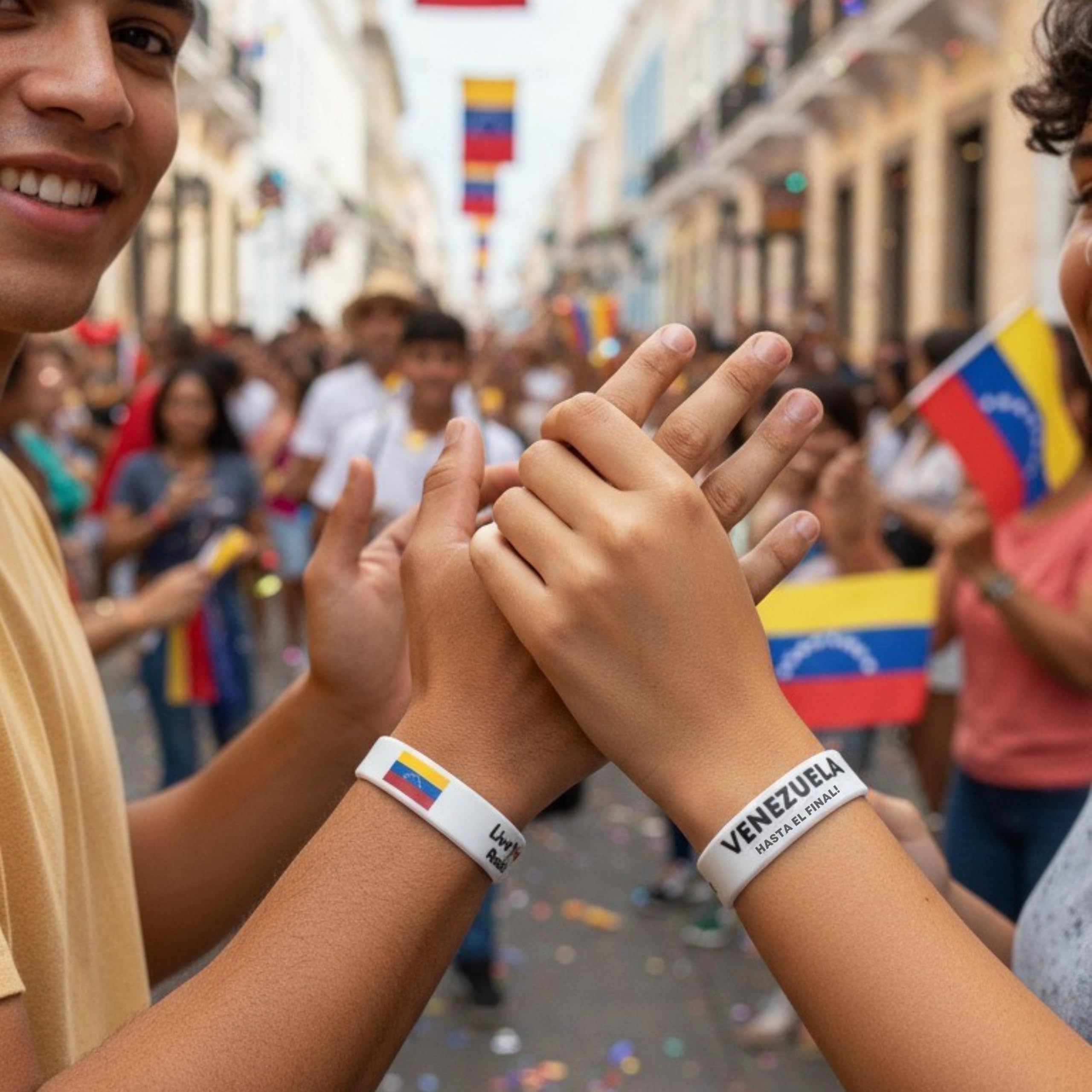 Bandera De Venezuela 7 Estrellas en pulsera Unisex de Silicona Premium | 15 mm x 202 mm x 2 mm | Bandera venezuela 7 estrellas y lema “HASTA EL FINAL” | Negro, Blanco y Vinotinto