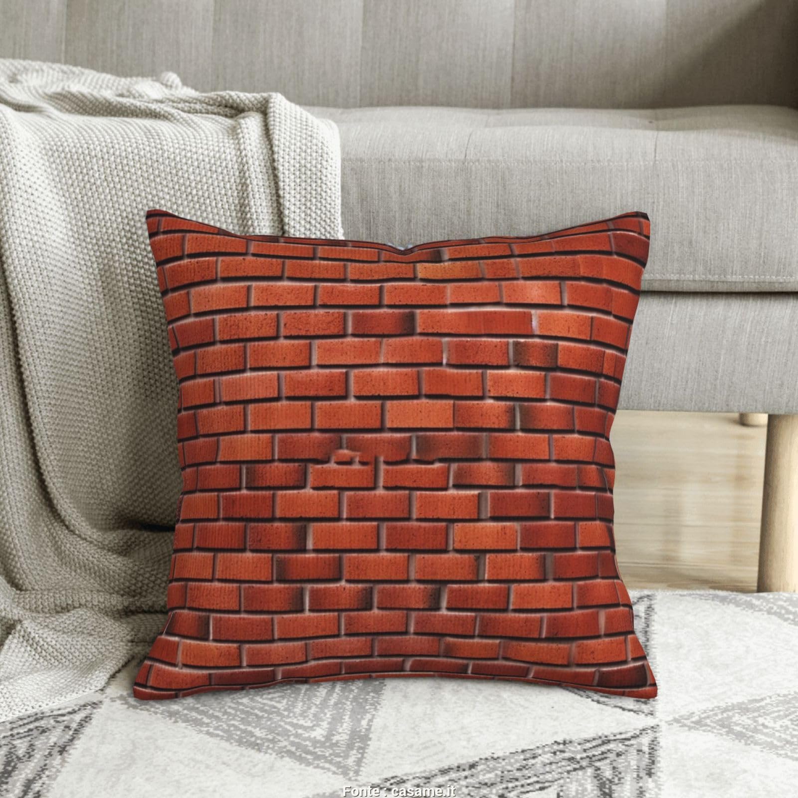 Housse coussin velours côtelé rouge 40x40cm pour décoration salon canapé