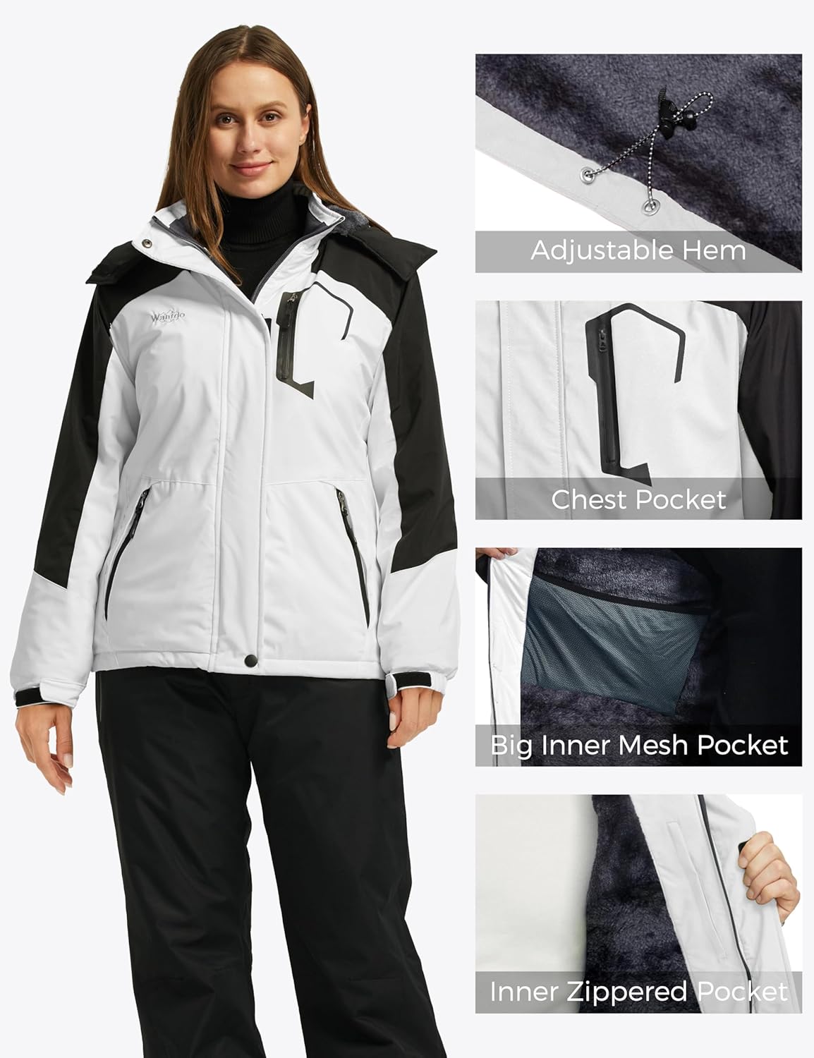 wantdo Women's Waterproof Ski Jacket Mountain Windproof Rain Jacket Winter Warm Snow Coat - Image 2