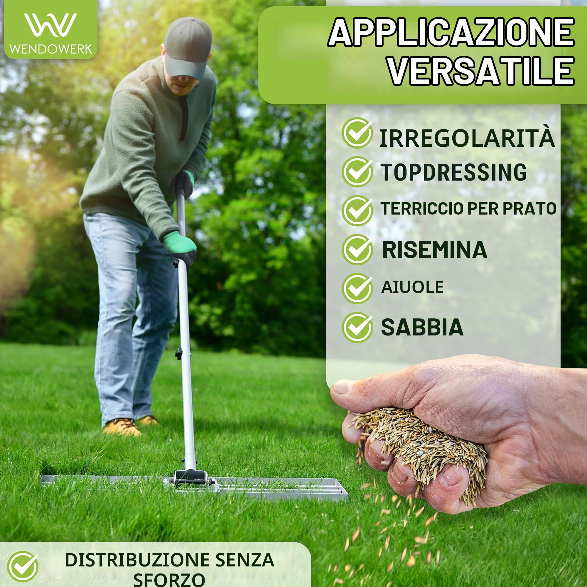 WENDOWERK® 80 x 30 cm estrattore prato inclusi guanti e accessori