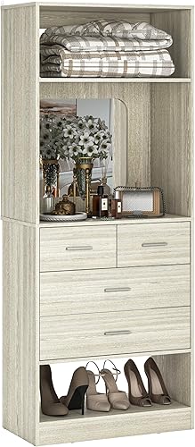 Miniatura 11 de Unikito Sistema organizador de closet de 25 pulgadas, estantes independientes de almacenamiento de zapatos, zapatero de madera independiente, torre