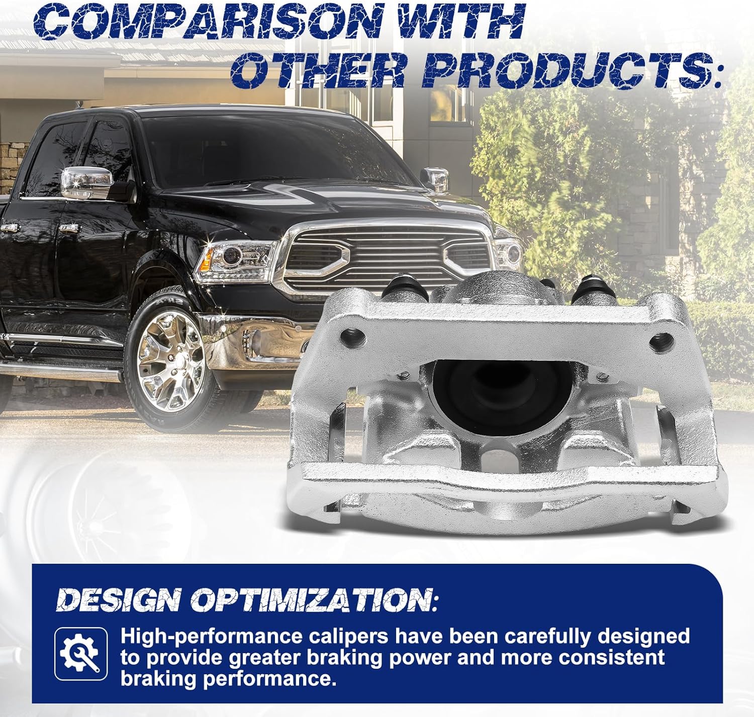 Rear Left Disc Brake Caliper Assembly with Bracket Compatible with Ram 1500 2011-2018, Dodge Durango 2004-2009, Dodge Ram 1500 2002-2010, Chrysler Aspen 2007-2009.