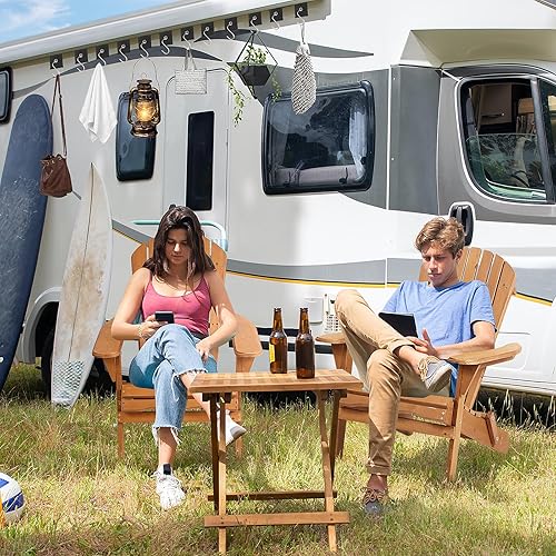 Miniatura 6 de Folding Adirondack Chair Lawn Chair Wooden Outdoor Patio Chairs Fire Pit Lounge Seating Chairs All-Weather Resistant 350lb Weight Capacity for