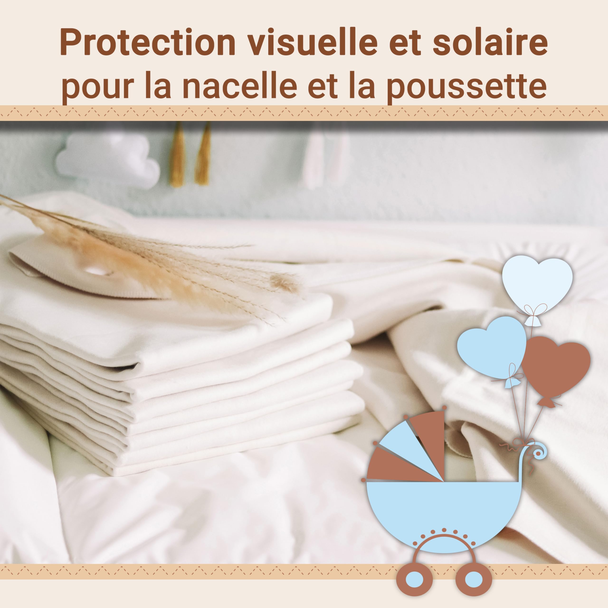 ZOLLNER Set de 5 Chiffons molletonnés en 80x80 cm en Coton - Matelas à Langer très Absorbant - Doux et Chaud - Lavable jusqu'à 95°C - en Blanc Nature - certifié Oeko Tex®