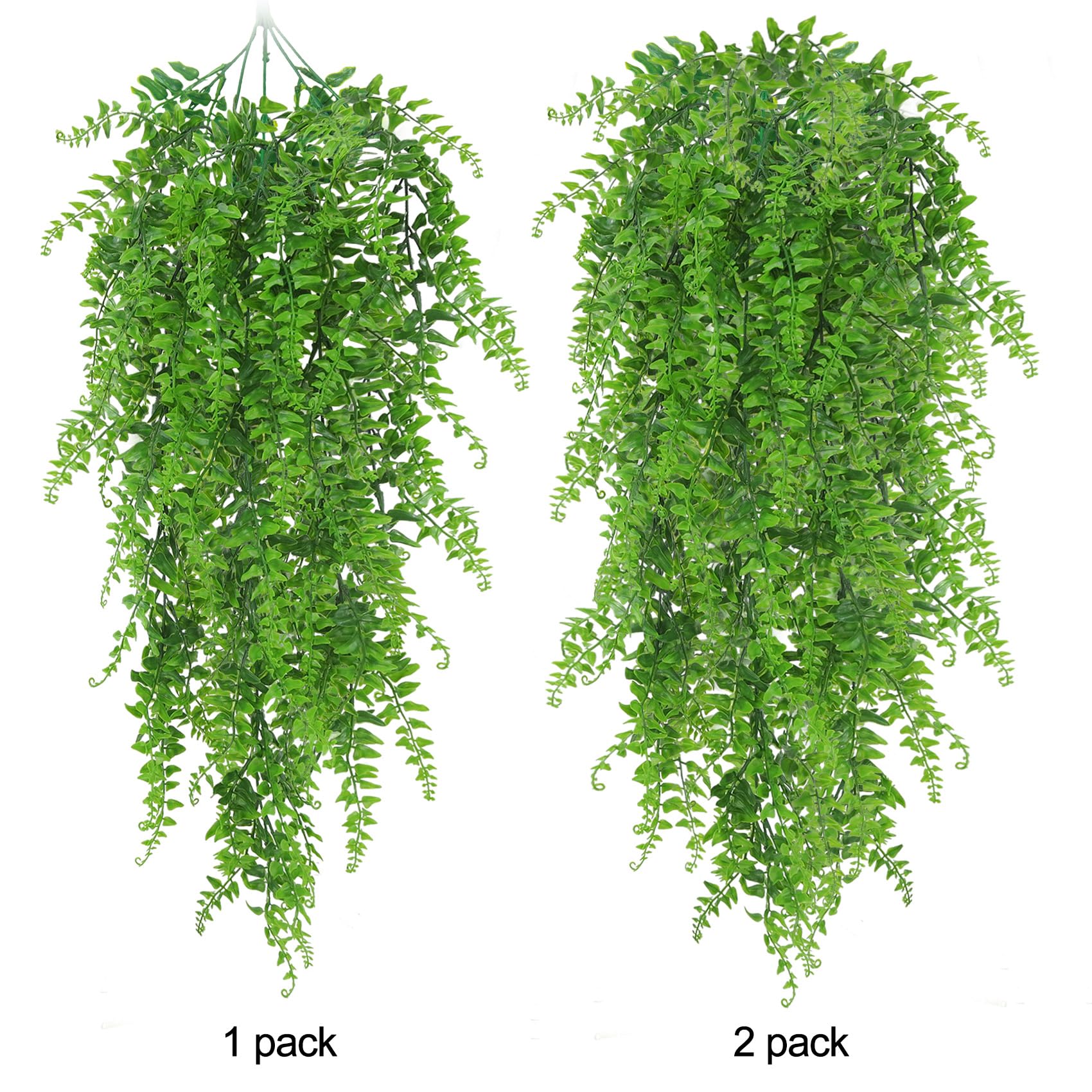 Huryfox Artificial Hanging Plants Fern Vine, 4PC Fake Ivy Leaves Decoration for Indoors & Outdoors - Image 4