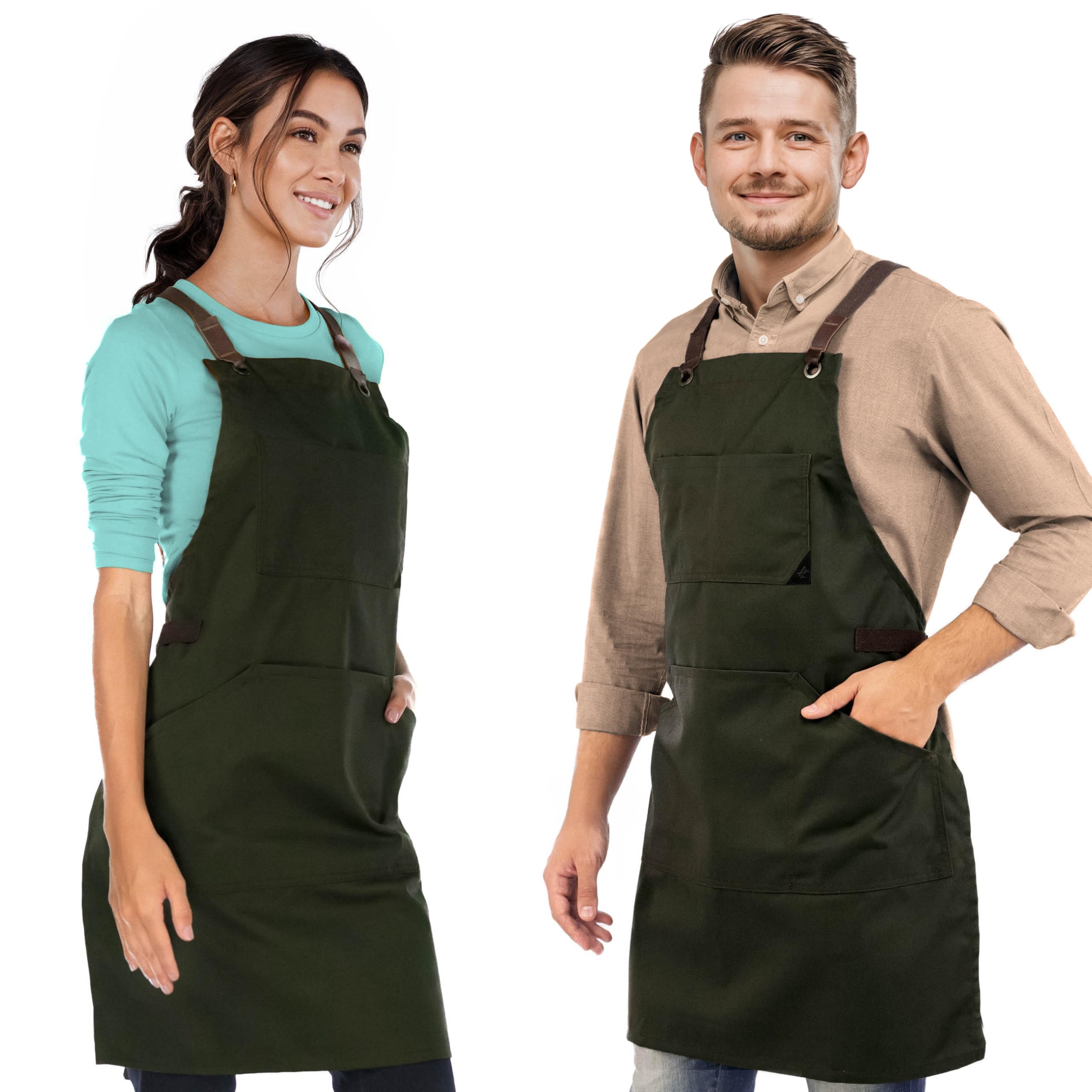 Amazon.com: Under NY Sky Essential Army Green Apron – Cross-Back